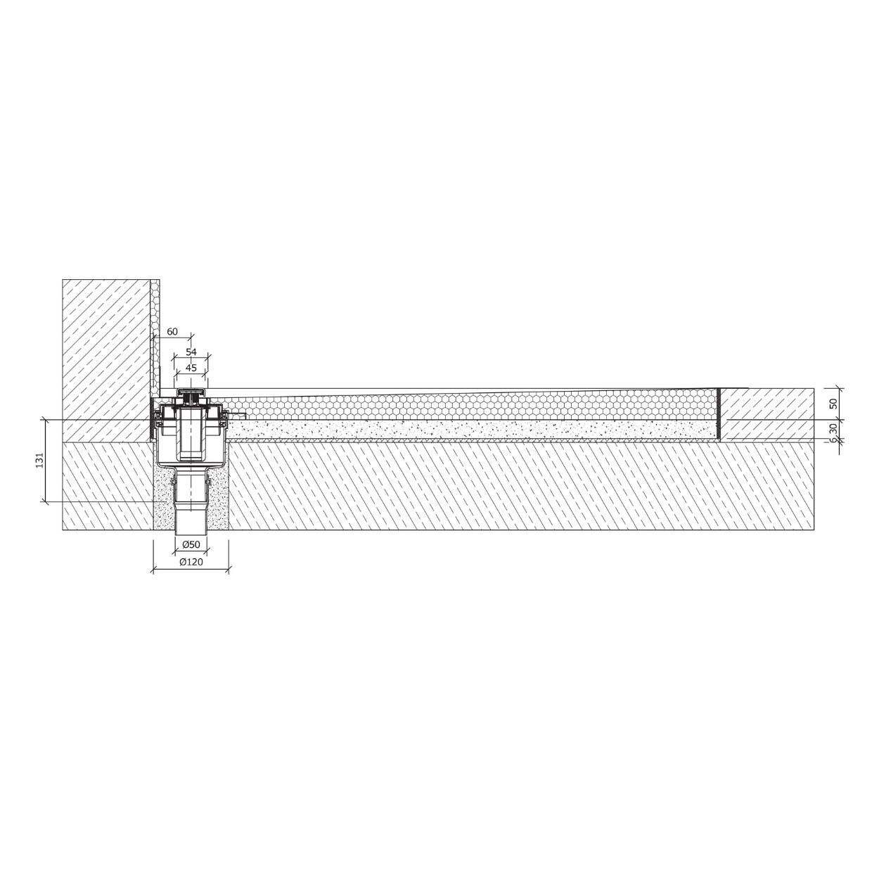 Wedi Fundo Goot afvoer DN-50 verticaal